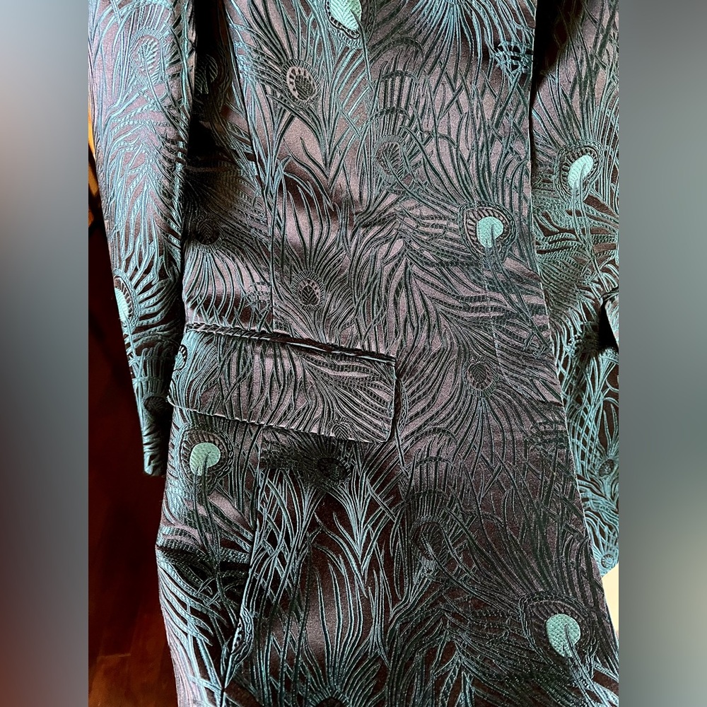Dana Buchman black/teal peacock coat - Picture 3 of 5